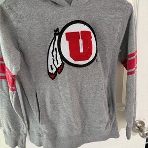 Utah Utes Gray and Red Logo Hoodie